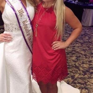 Francesca’s Collection Dress Cherry Red Laser Cutout Cocktail Christmas Small